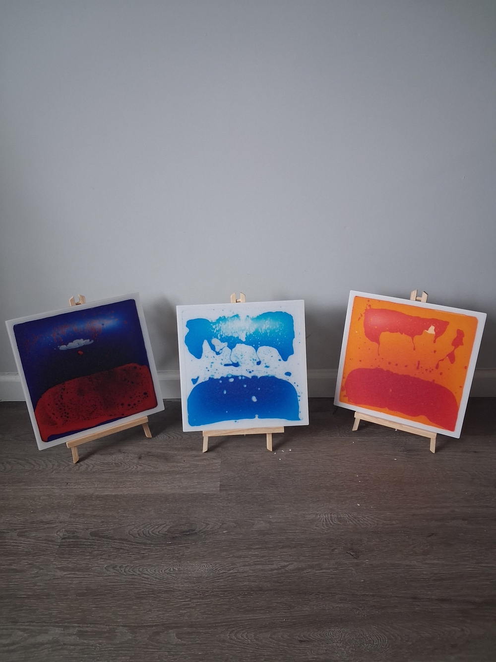 Abstract Resin Sensory Art - Blue, Orange, and Purple Panels